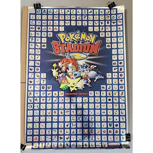 2001 Pokemon Stadium 2 Collector's Edition Foil Poster Vintage 18x26in